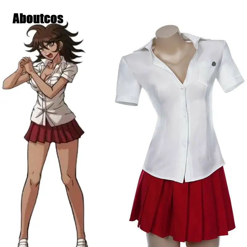 Aboutcos Japanese Game Danganronpa Akane Owari Anime Cosplay Costume  Woman Size Uniform Sexy Soft Fashion Role Playing Suit 