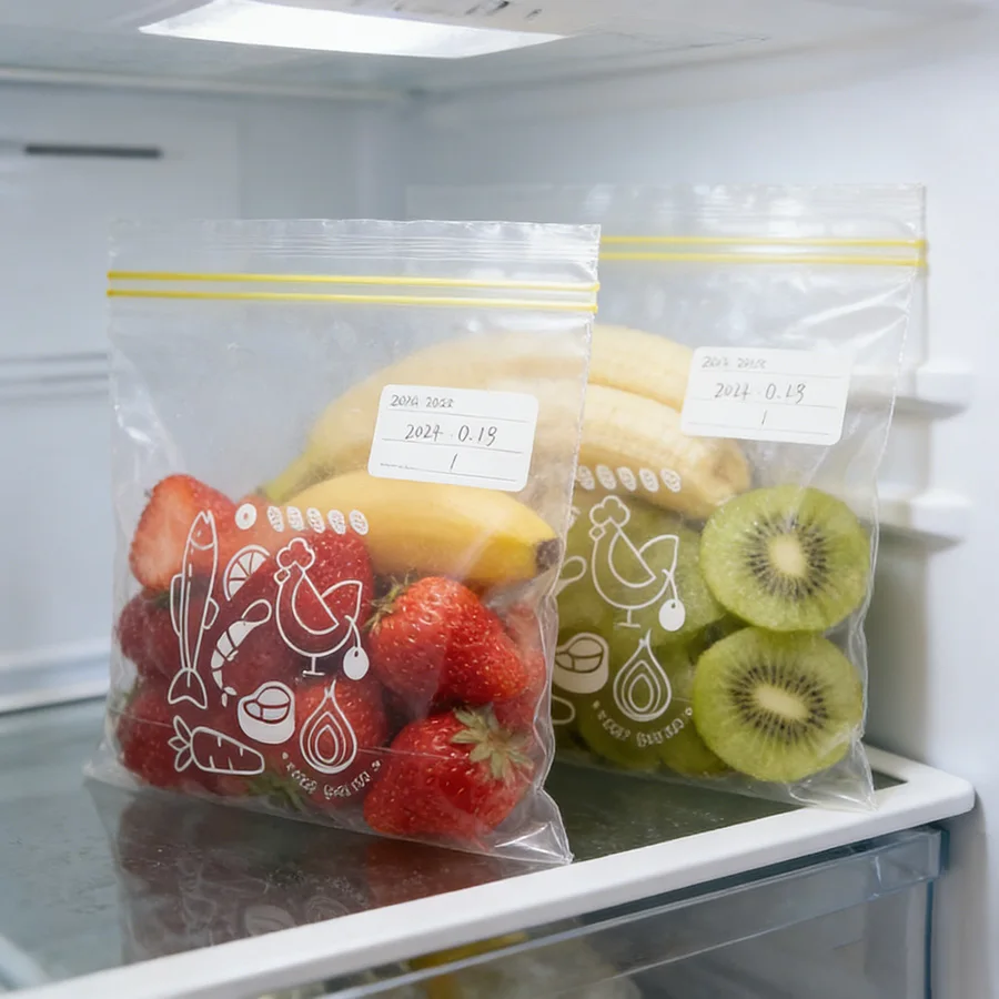 50PCS Reusable Ziplock Food Storage Bags, Fresh Keeping Zipper Bags for Fruit & Vegetables, Kitchen Organizer - Detail 1