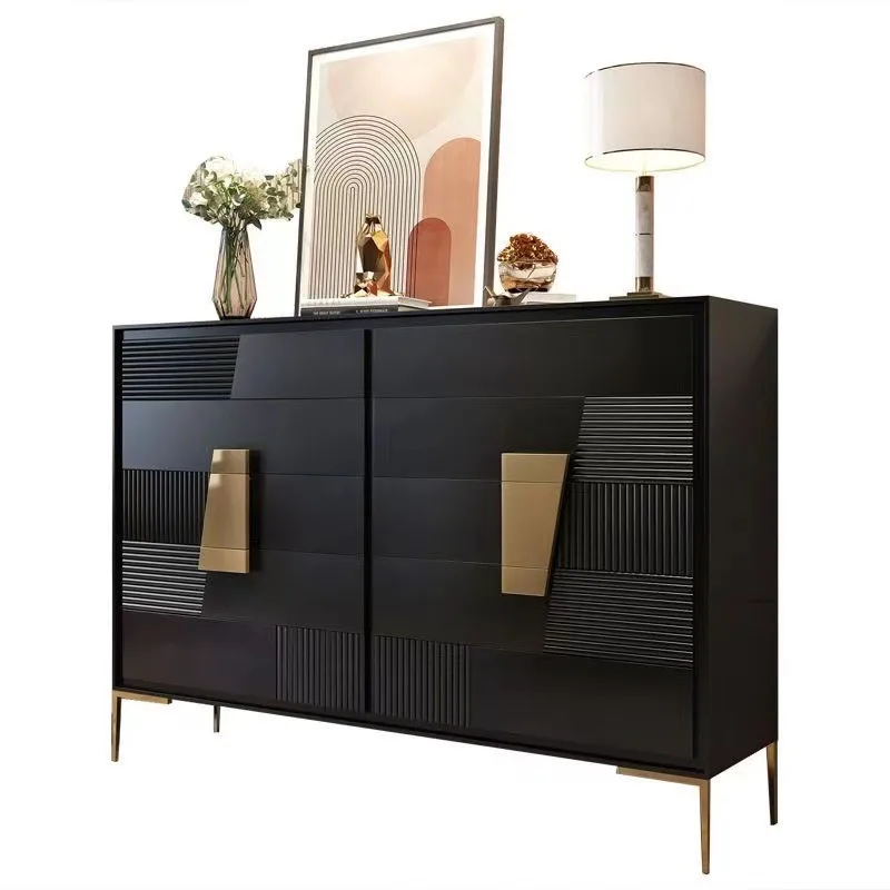 

Italian light luxury chest of drawers modern simple designer black multi-drawer storage cabinet living room wall storage cabinet