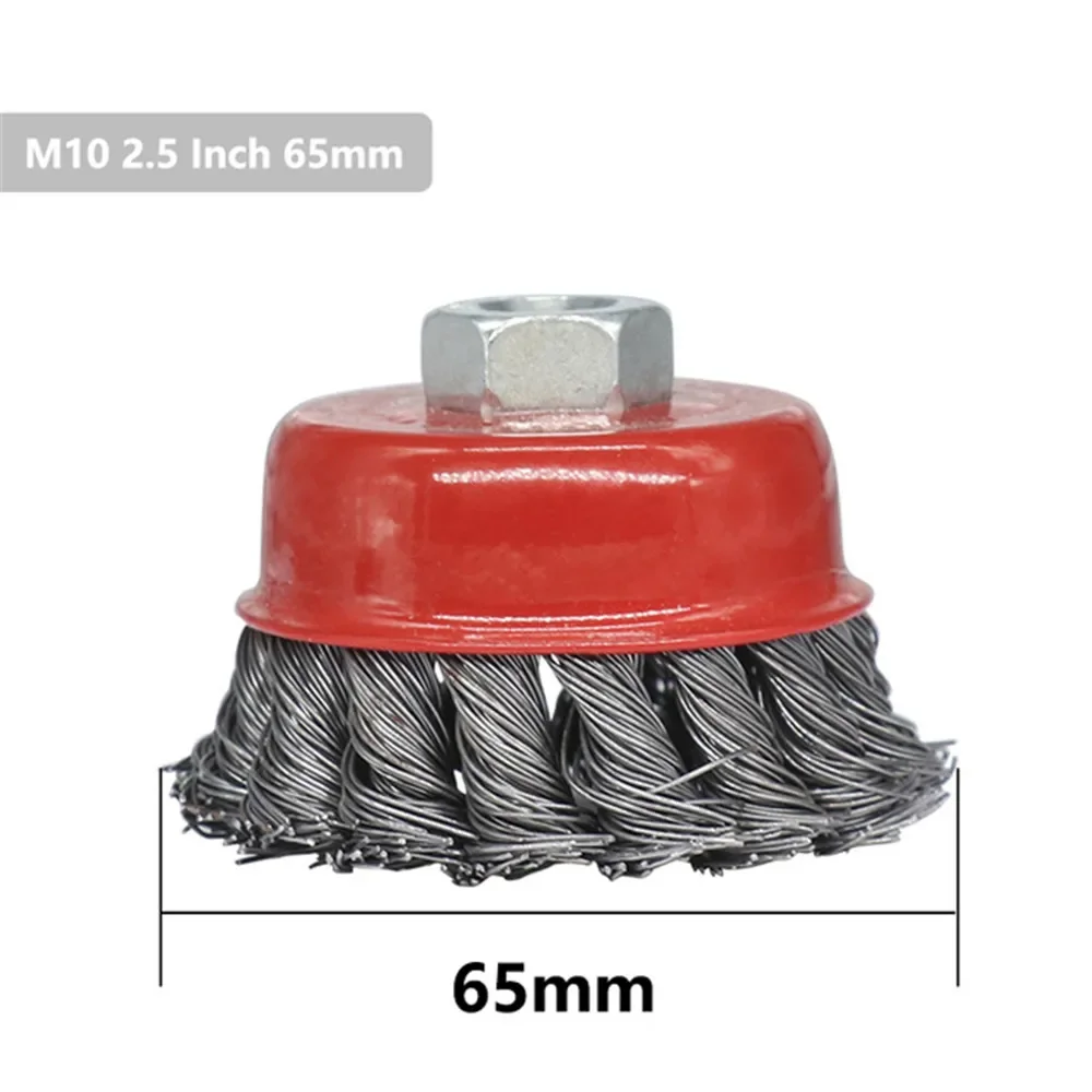 Twisted Steel Wire Wheel M10 Brush Strong Paint Removing Rotary Twist Knot Deburring 2.5-6 Inch for Metal Angle Grinder