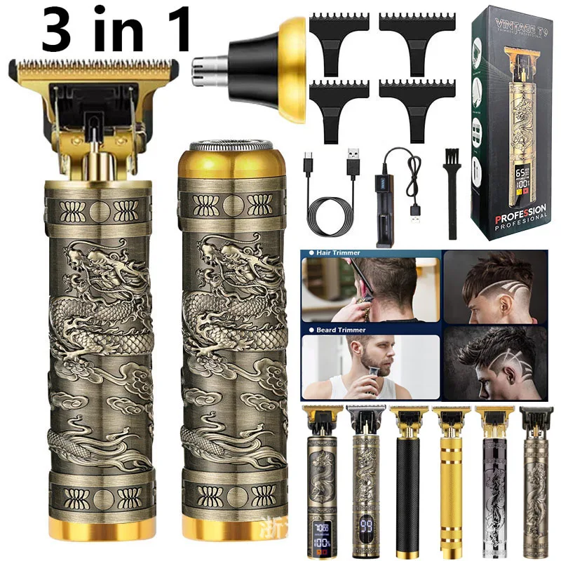 

Super Deals 3 in 1 Professional Wireless Accessories Barber Men's Beard Nose Ear Hair Cutting Shaving Finishing Removal Machine