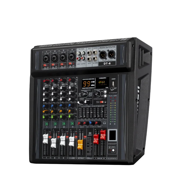 for 6-Channel active audio mixer with built-in amplifier, USB Bluetooth, live performances, conferences, church sound systems