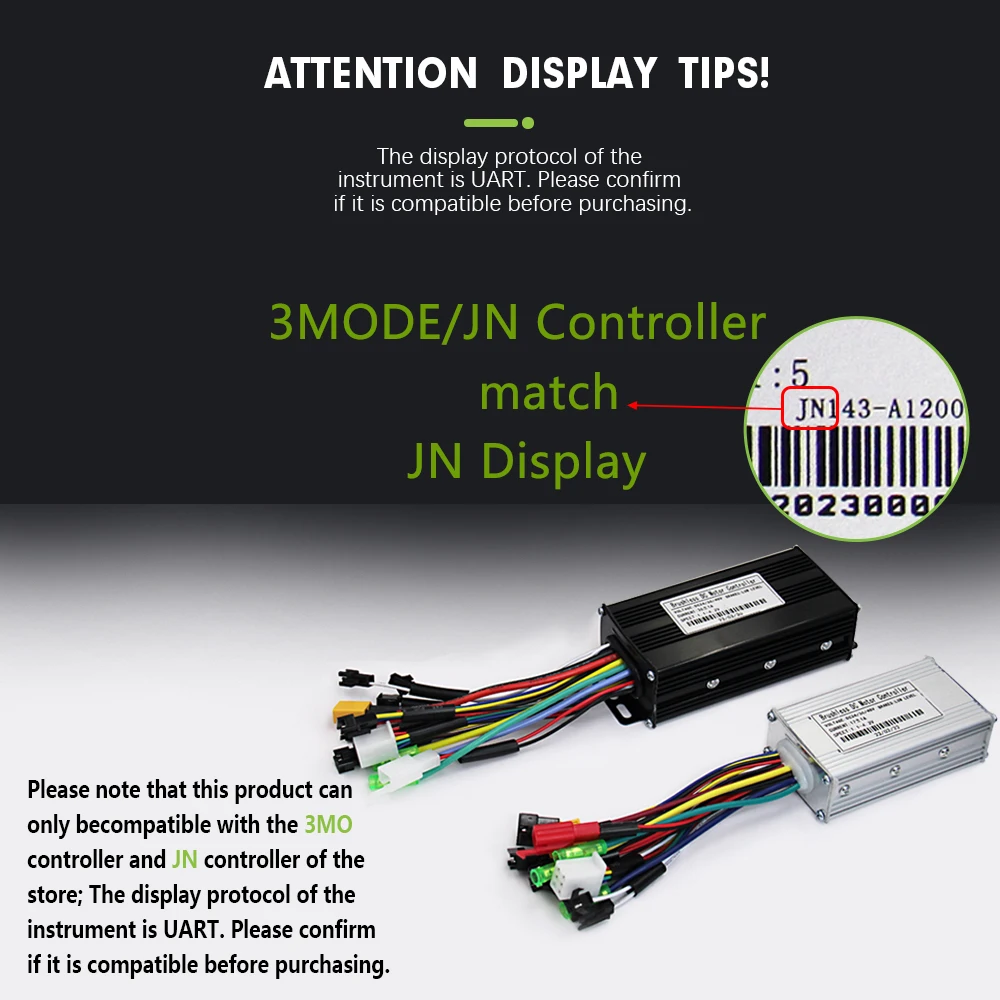 

Electric Bicycle LCD Colorful Display 24V/36V/48V/60V/72V H-100 With SM/Waterproof Plug For UART2 Protocol JN/3-Mode Controller