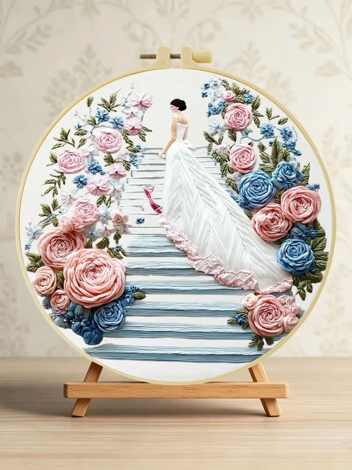1 Stück DIY Stickerei-Material-Set für Anfänger, Stickerei-Starter-Kit, Kreuzstich-Kunst als Geschenk, Näh- und Bastelzubehör – Detail 1
