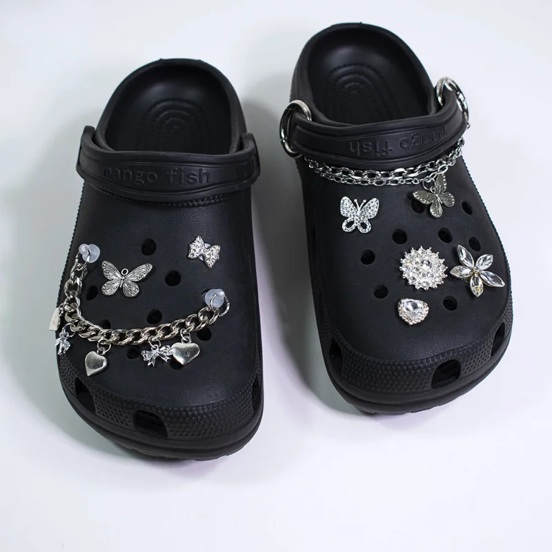 

7 PCS/lot Shoe Charms Decoration Buckle Pins Alloy Pin Butterfly Guitar cactus Chain Pins DIY Combiation for croc Friend Gift