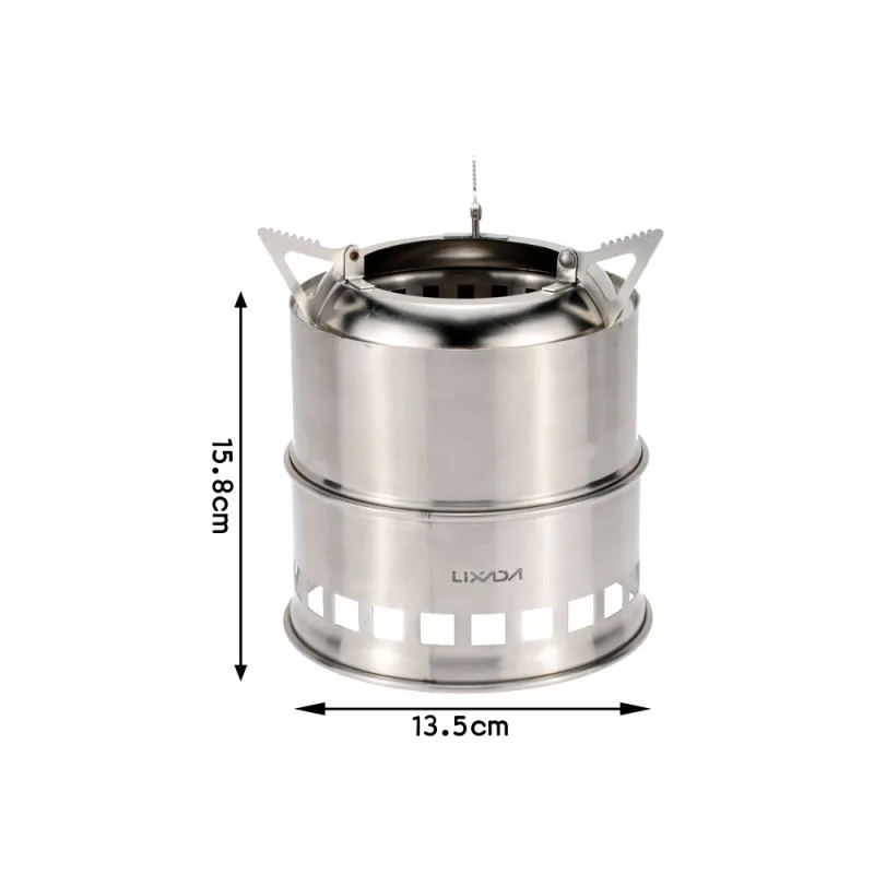 Lixada Stainless Steel Wood Stove Camping Alcohol Stove Outdoor Burner Outdoor Cooking Picnic BBQ Camping Traveling