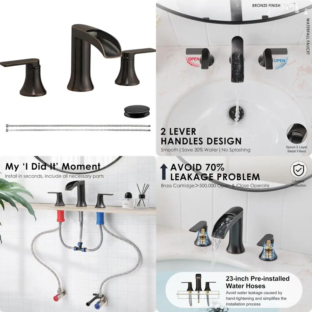 

8 Широко распространенных маслянистых бронзовых смесителей для раковины с 3 отверстиями, выдвижным сливом и латунной конструкцией