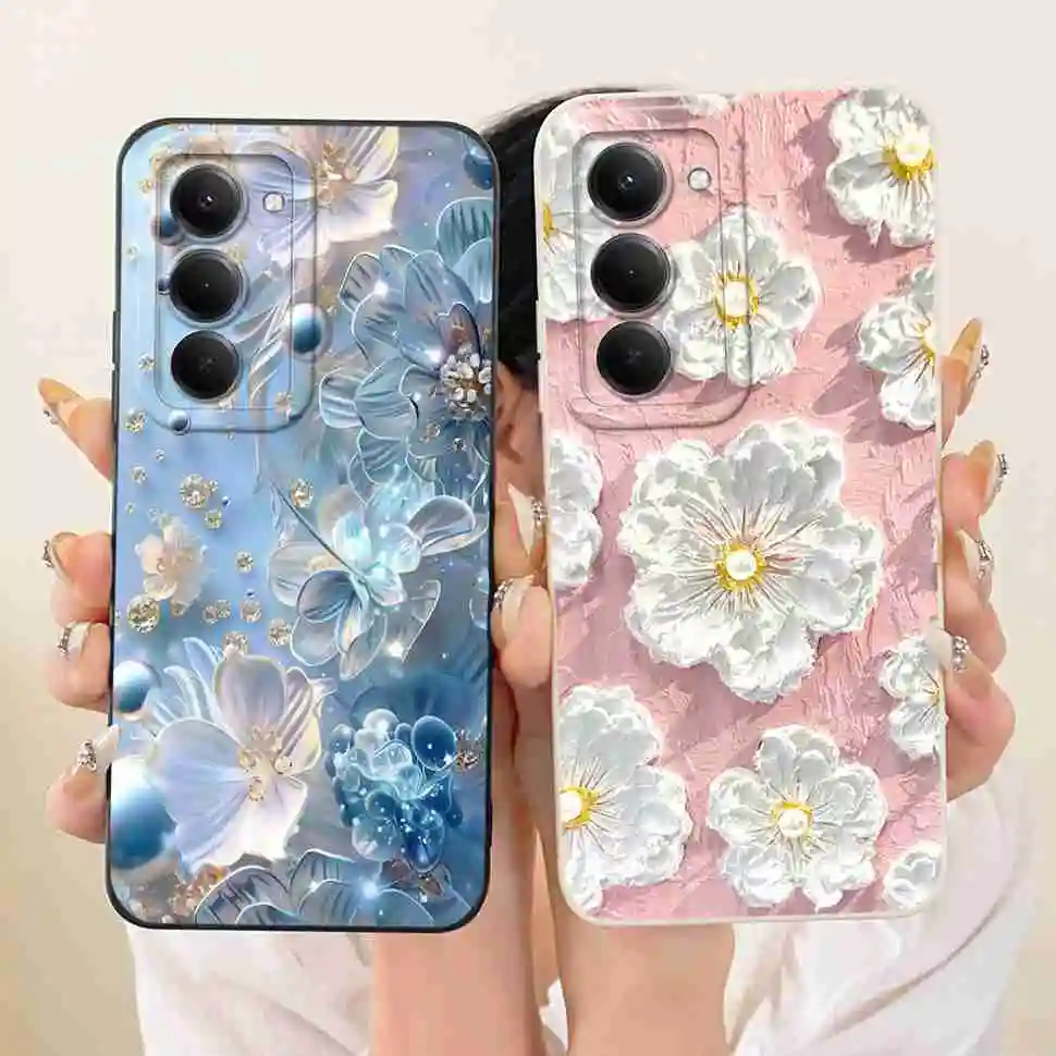 For Xiaomi Redmi 15 4G Case Luxury Flower Painted Cover Soft Slim Matte Phone Case For Xiaomi Redmi 15 Redmi15 4G  Back Cover