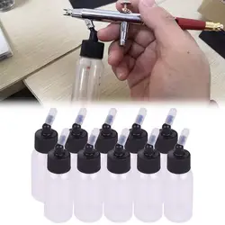 10pcs Airbrush Feed Bottle 35/65ml Double Action Corrosion-resistant Empty Pigment Bottle with 4 Funnels Model DIY Tools