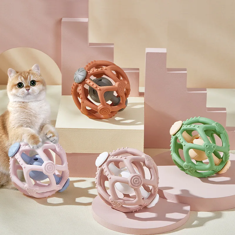 Self Bouncing Silicone Bell Ball Pet Training Toy Stimulate Natural Instincts For Dogs Cats