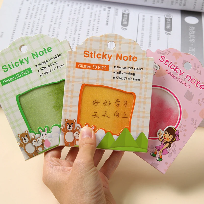 40Sheets Cartoon Colorful Flowing Light Transparent Index Tabs PET Sticky Note Page Marker Planner Stickers Office Supplies