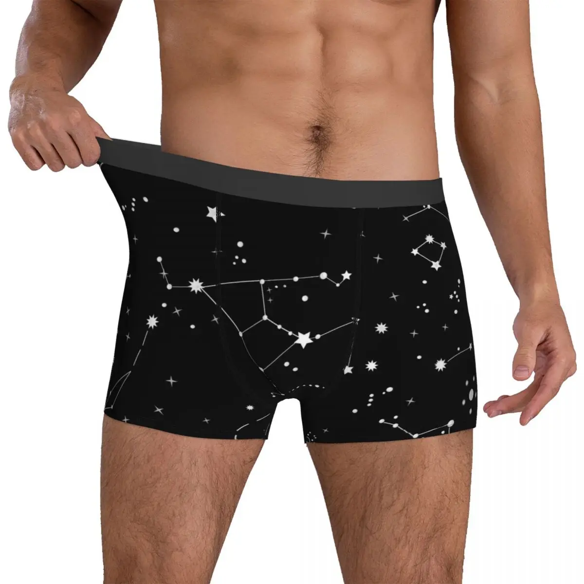 

Constellations Starry Sky Underwear Leisure Style Men Underpants Design Breathable Boxershorts Trenky Shorts Briefs Plus Size