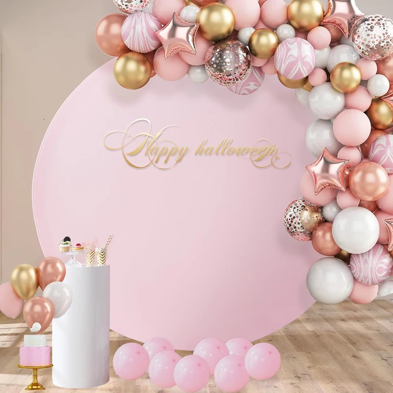 Solid Color Round Backdrop Cover White Pink Wedding Baby Shower Birthday Party Photography Decoration DIY Elastic Photo Backdrop