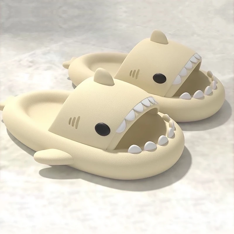 Summer Home Women Shark Slippers Anti-skid EVA Solid Color Couple Parents Outdoor Indoor Bathroom Household Funny Shoes