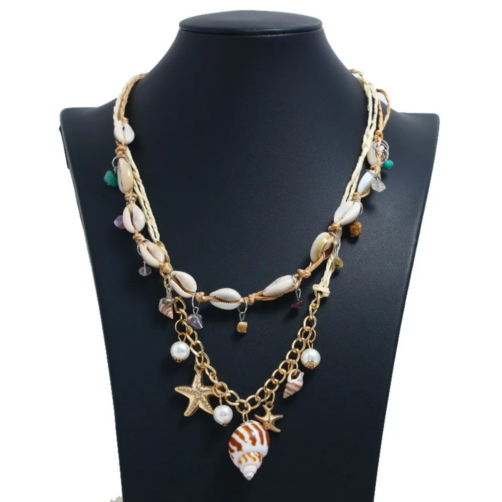 Elegant Hand Woven Ocean Series Shell Necklace Seashell Bohemian Style Necklace Fashion Accessories