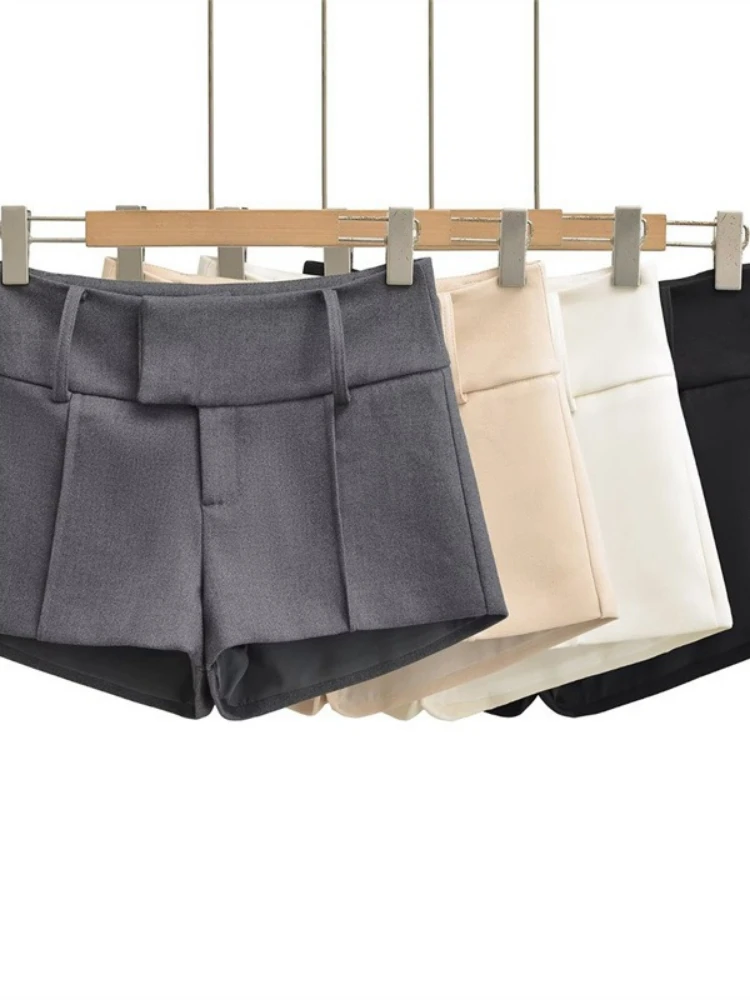 

Korean Suit Shorts Women Fashion Y2k Hot Girls High Waist Slacks 2026 New Grey Elegant Slimming All-Match A-Line Short Pants
