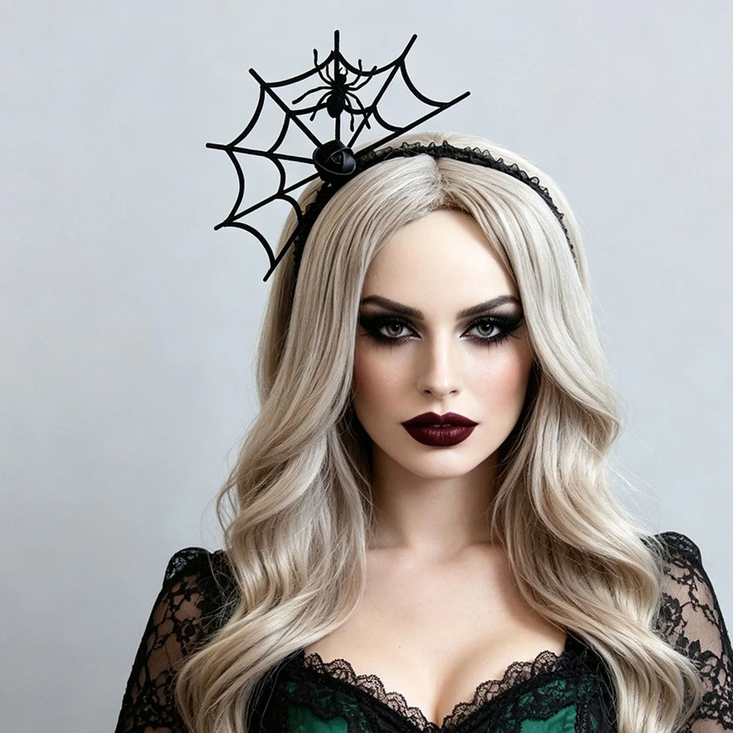 Halloween Spider Web Spider Headband, Gothic Lace Hair Hoop, Horror Party Cosplay Funny Headpiece, Carnival Night Costume Hair A