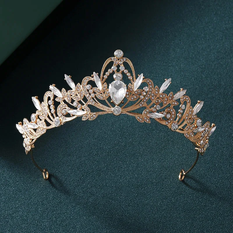 Bridal Crown Golden Wedding Hair Accessories Crystal Rhinestone Bride Wedding Tiaras and Crowns Headpiece Diadema Hair Ornament image 4
