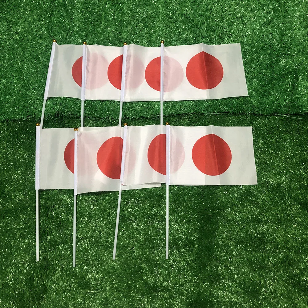 SKY FLAG Japan hand flag 14x21cm 100pcs polyester double side penetration JP Japan Japanese  hand waving Flag with plastic pole