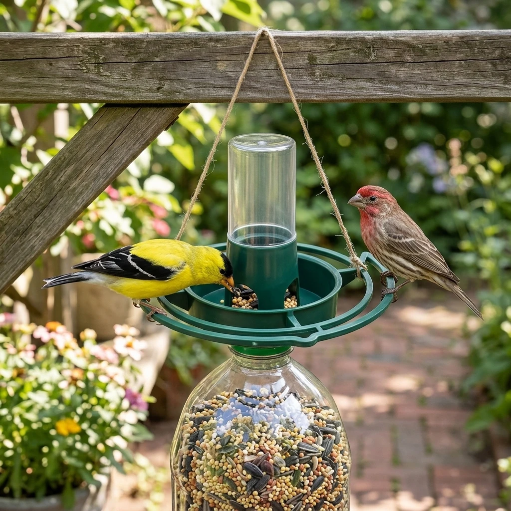 Plastic Bottle Top Bird Feeder for Outdoor Garden Durable Hanging Design Compatible with Standard Bottles
