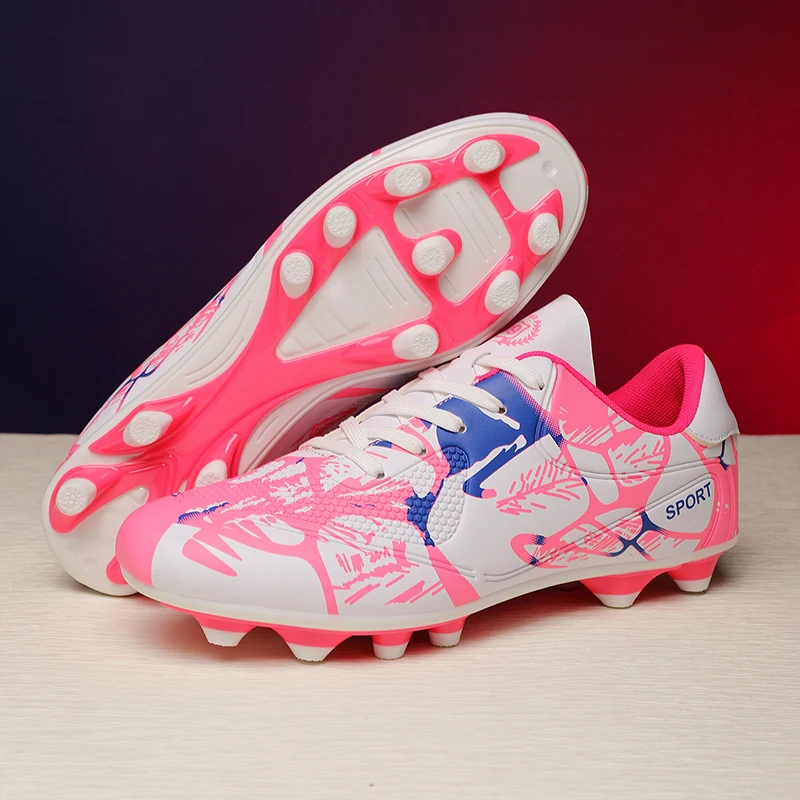 Youth Low Top Football Boots FG Long Spikes Men Soccer Cleats Breathable Wear Resistant Natural Lawn Match Sneakers Size 32-45
