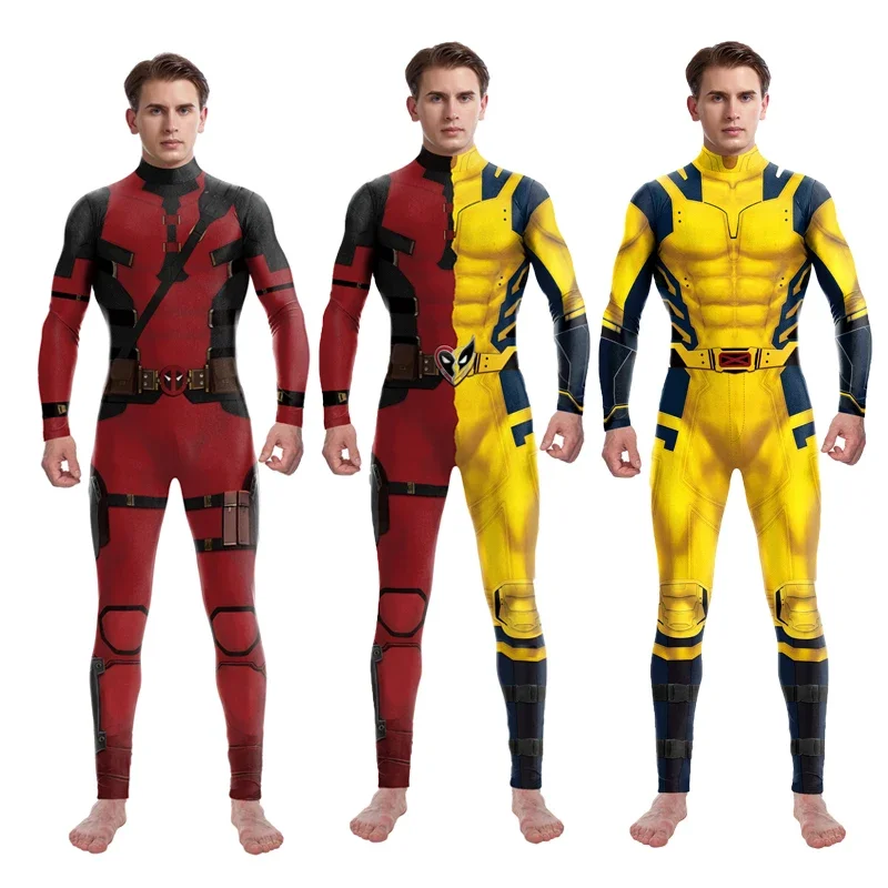 SN55 خارقة الرجال النساء الأطفال فيلم ديدبولير ولفيرين تأثيري ازياء هالوين بذلة أداء حفلة Zentai B @ 54WE