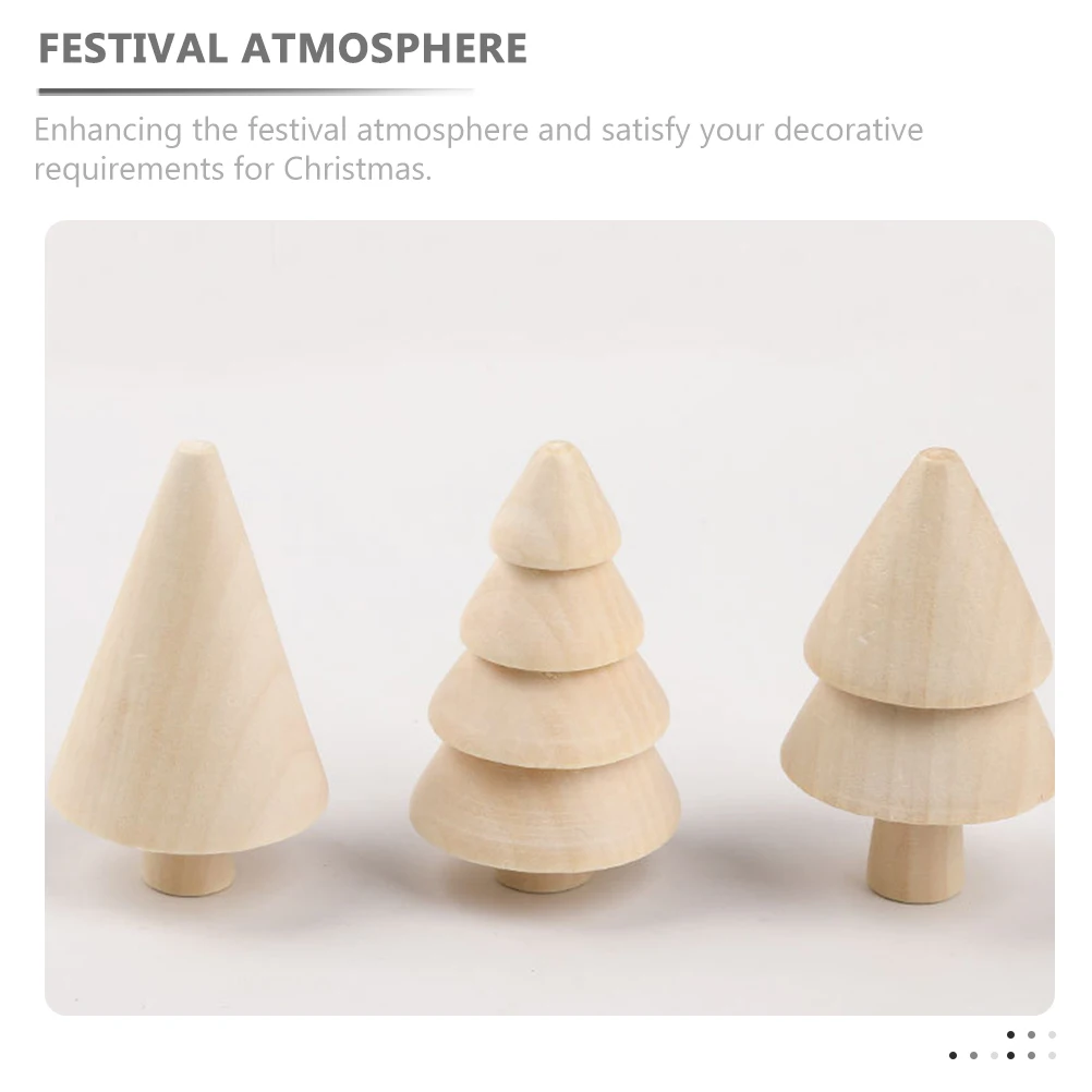 

1 set Unpainted Wooden Christmas Trees Acorns Diy Craft Kit Blank Wood Tree Decorations Festive Adornment Home Table Shelf