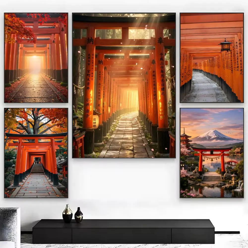 Cultural Structure T-torii Poster Chic Aesthetic Self-Stick Wall Poster Bedroom & Dorm Room Decor