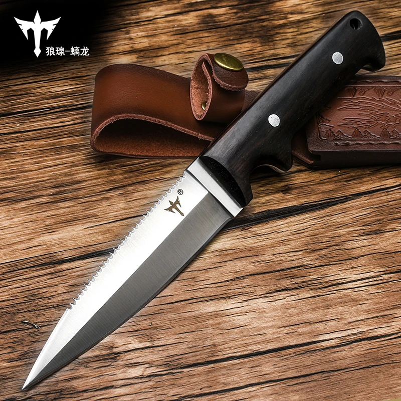 

Wolf 8CR13mov Steel Outdoor survival knife self-defense survival tactics straight knife Swiss high hardness military knife