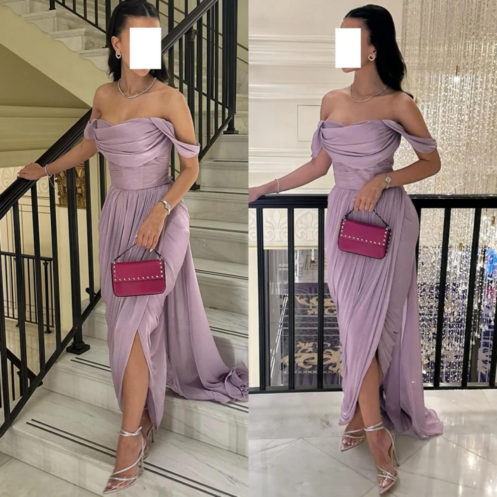 

Customized Graceful Strapless Evening Dress Classic Sleeveless Chiffon Prom Dresses Luxury Side Slit Bespoke Occasion Gowns