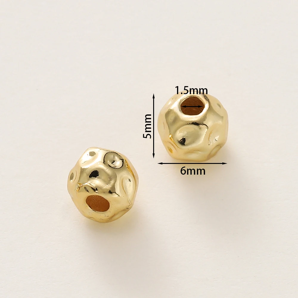 5Pcs/Pack 5*6mm 14/18K Gold Plated Irregular Shape Spacer Beads For Handmade DIY Jewelry Making Bracelet Necklace Accessories image 2