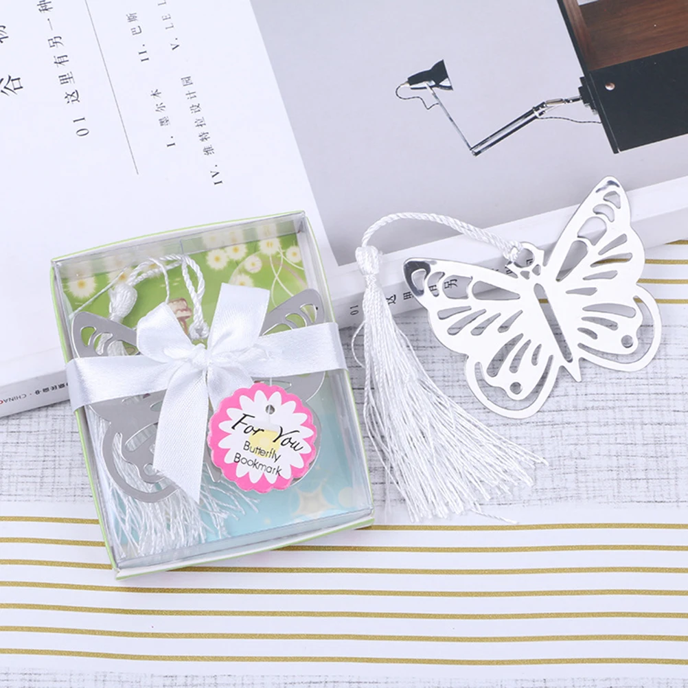 

6 Pcs Metal Bookmarks Creative Hollow Butterfly Tassels Stainless Steel Students