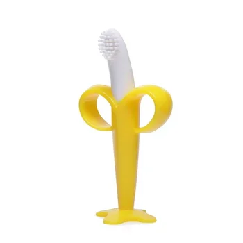 Baby siliconen trainingstandenborstel BPA-vrij banaanvorm Veilig Waggel Bijtring Kauwspeelgoed Bijtring Cadeau voor het kauwen van baby's