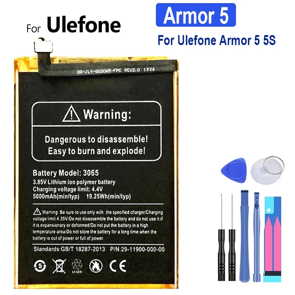 

5000mAh Phone Battery For Ulefone Armor 5 Replacement Batteries with Tools