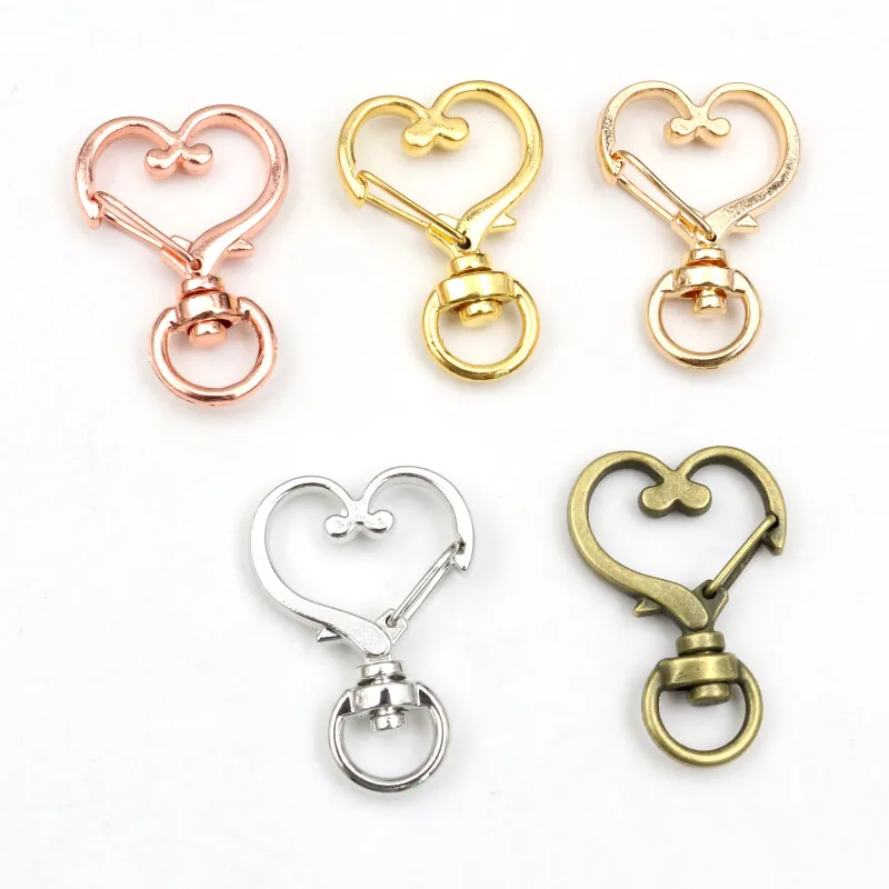 Cat Heart Snap Hook Clips, 10pcs Keychain Supplies
