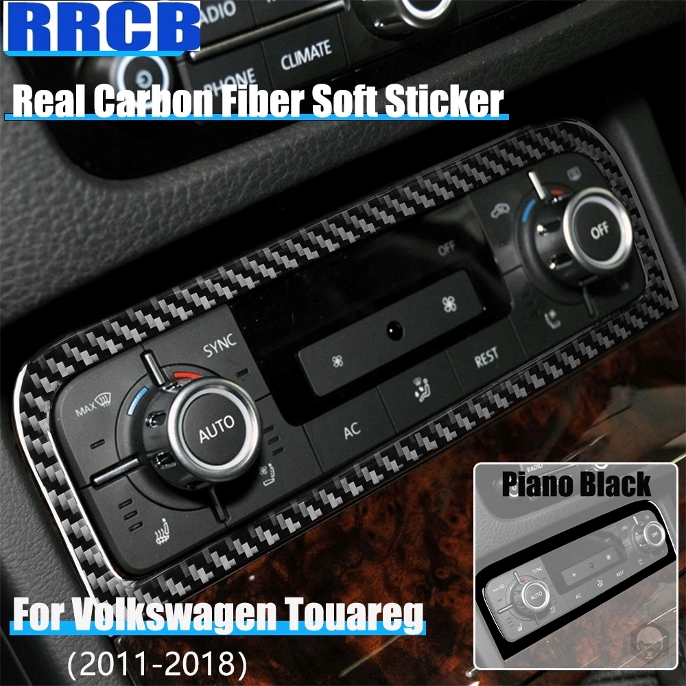 

For VW Touareg 7P MK2 2011 2012 2013 2014 2015 2016 2017 2018 Real Carbon Fiber Car Accessories Climate Control Cover Sticker
