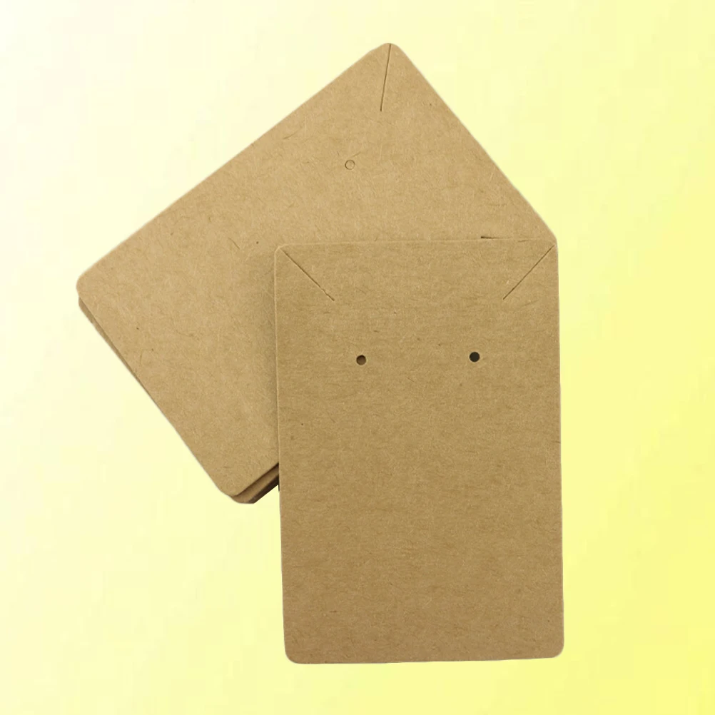

100Pcs Vintage Kraft Paper Earring Display Cards Brown Retro Style Double Holes Slots for Earrings Necklace Holder Jewelry
