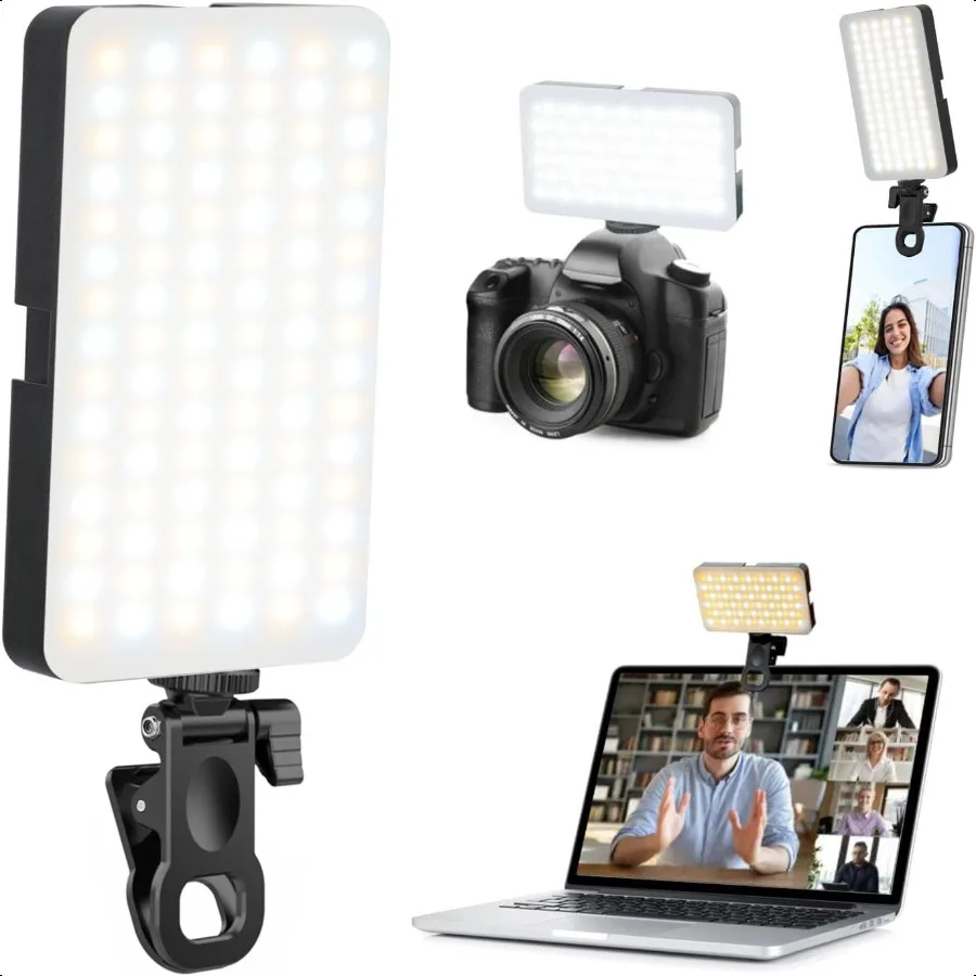 

Portable Selfie Light for iPhone: 90 LED Rechargeable Phone Fill Lights Ring Light for Camera Picture Makeup Photo Video Confer