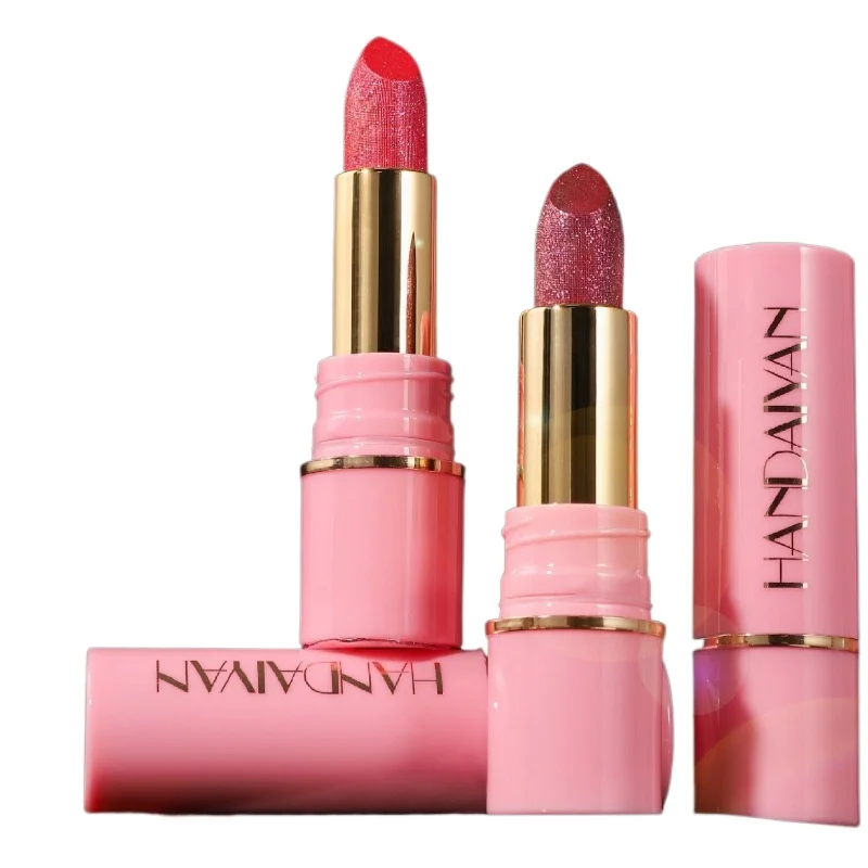 

*8-color shiny lipstick, waterproof and durable, diamond pearl metallic luster lipstick, purple lipstick