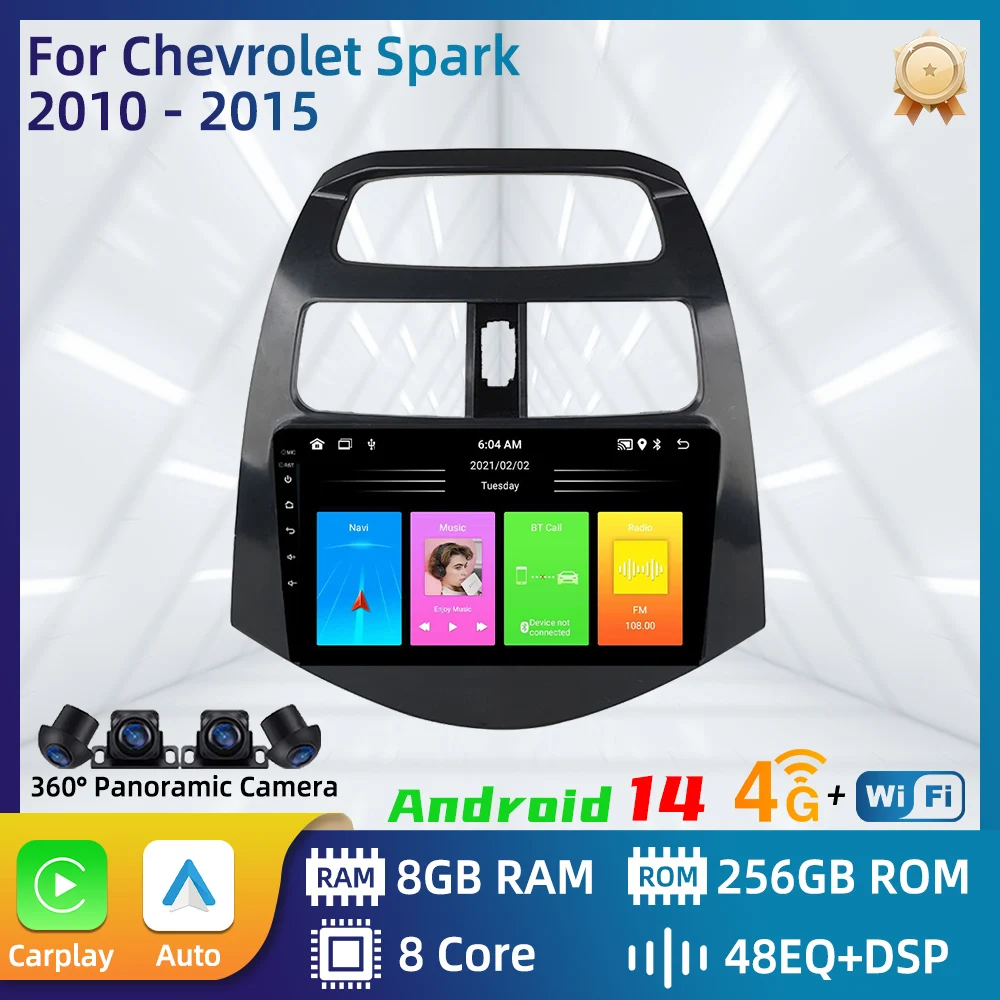 

Автомобильный радиоприемник для Chevrolet Spark 2010-2015 2-диночный Android стерео мультимедийный плеер GPS-навигация Carplay авторадио головное устройство 4G