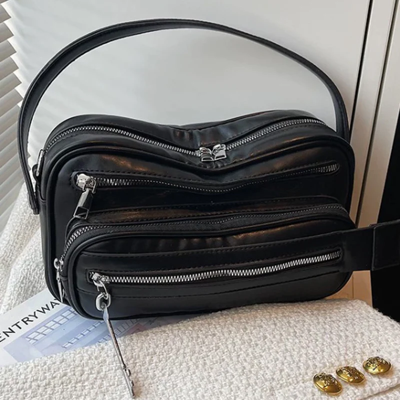 

Новая женская сумка на молнии, повседневная сумка из искусственной кожи на одно плечо, женская однотонная сумка-мессенджер под мышками