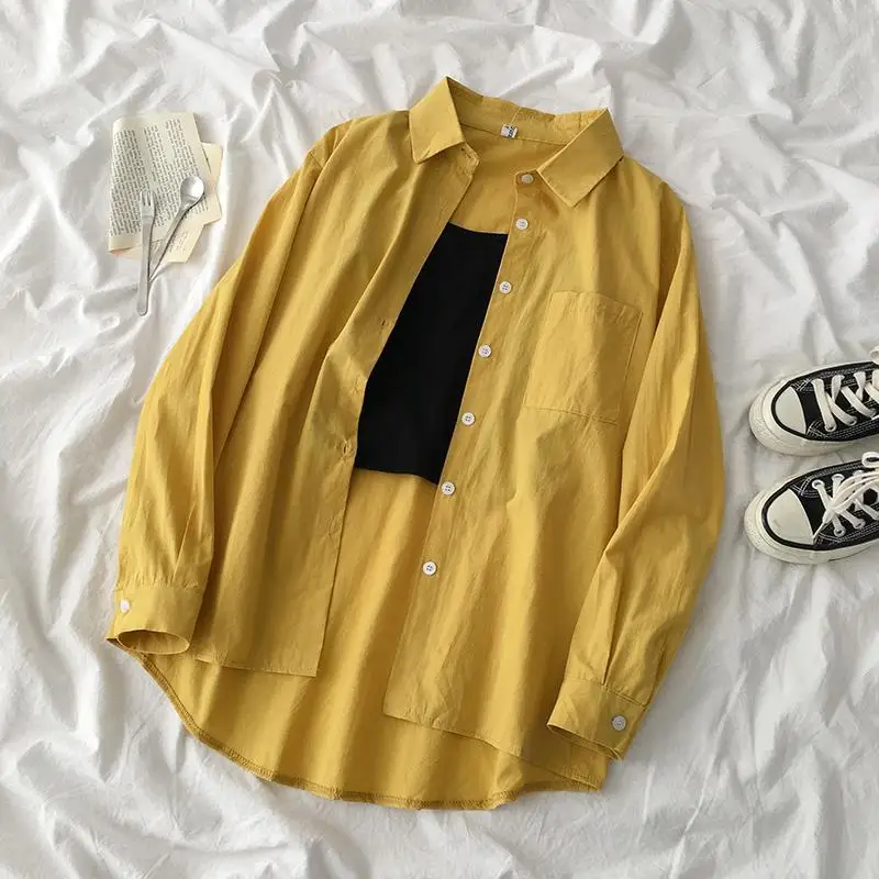 

Ретро Гонконг Sle, повседневный цветной воротник, длинный Sve irt, весна 2023, корейская версия, женский Ele, универсальный irt