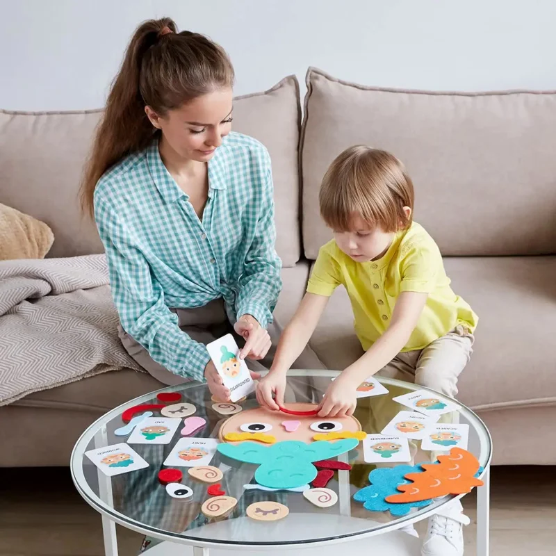 Kinder DIY emotionalen Gesichts ausdruck pädagogische Puzzles frühe Bildung Brettspiele mit 9 stücke Karten Spielzeug für Kinder