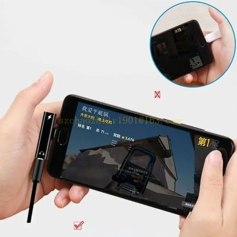 62KA USB C đến 3,5mm nghe và bộ sạc Bộ điều hợp USB C thành Bộ chuyển đổi Dongle Aux-Audio