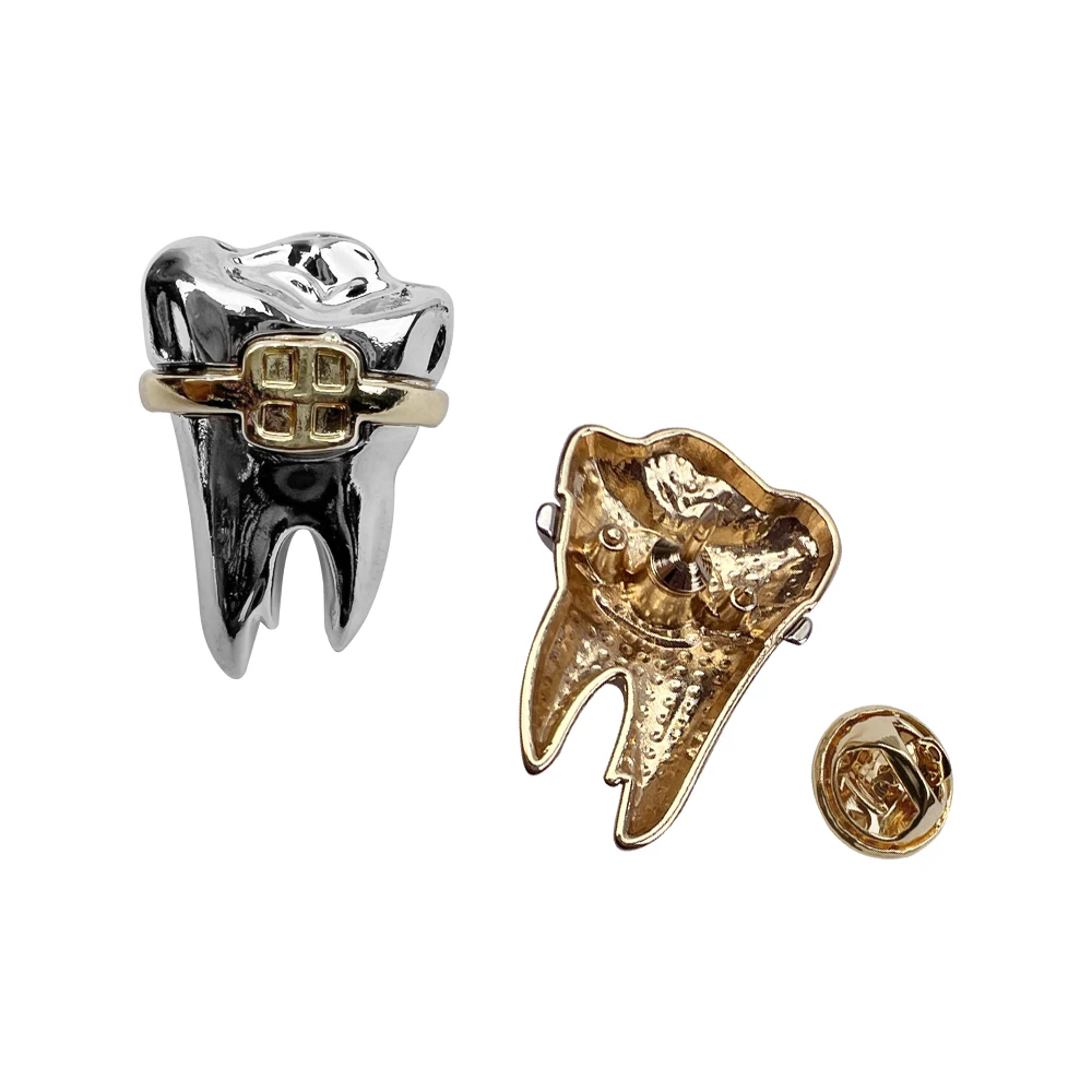 Fashion Tooth Brooches Crown for  Dress Dentist Office Party Jackets Lapel Pins Bag Metal Badges Nurse Jewelry Friends Gifts