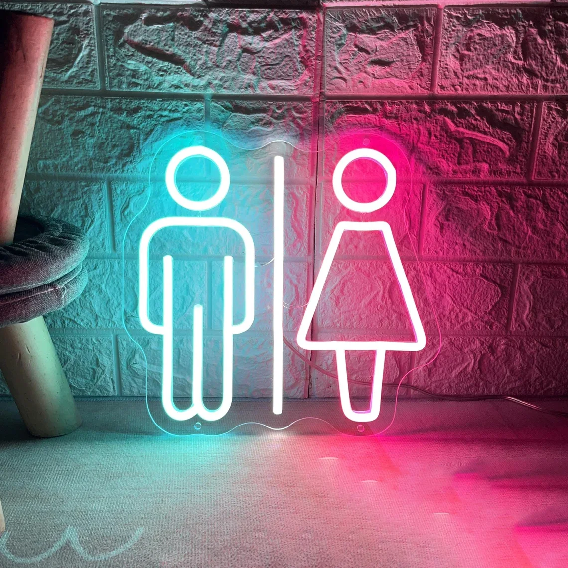 Man and Women Toilet Neon Sign WC Restroom Symbol Bathroom Neon Coffee Bar Shop Restaurant Wall Decor WC Neon Art