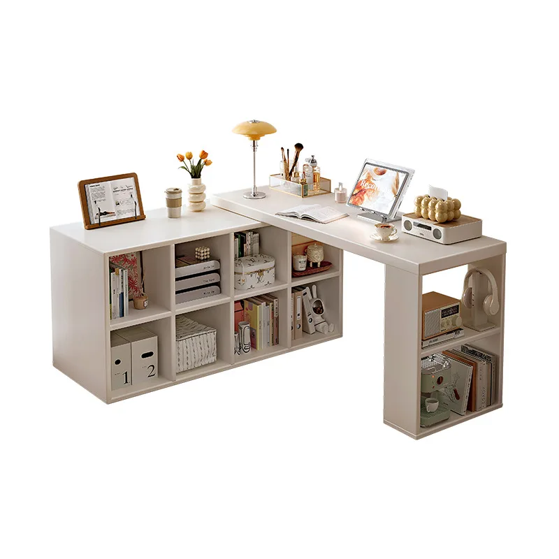 

Corner desk bedroom girls computer desk solid wood, bookcase integrated corner office workbench