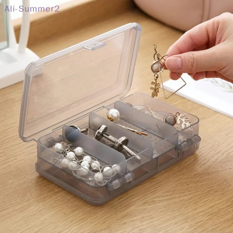 Transparent Double-layer Plastic Jewelry Storage Box Multi-purpose Organizer Container For Hair Clips Necklace Earring Jewelry
