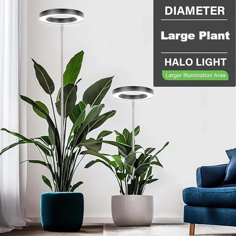 

1PC LED Plant Grow Light Height Adjustable 72 LED Full Spectrum Grow Lamp with 3 Timer for Indoor Large Plants Hydroponics Lamp