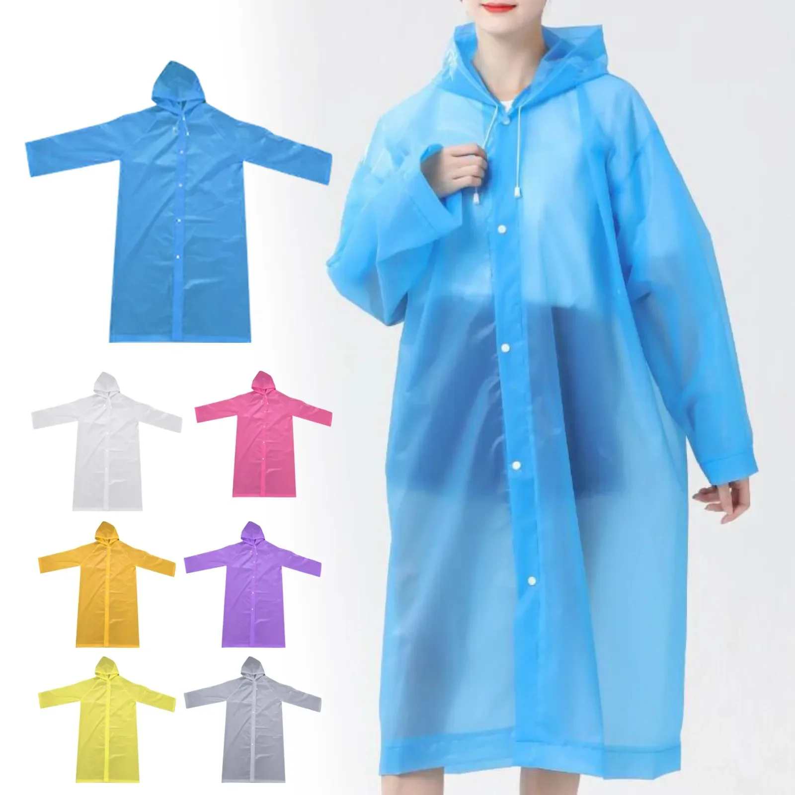 

PEVA Adult Raincoat Non Disposable Thickened Outdoor Travel Climbing Waterproof Rain Gear Universal One Piece Raincoat